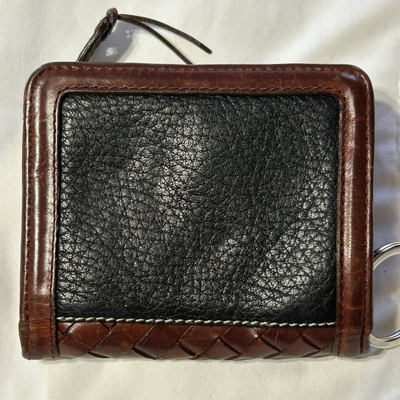 Brighton Basket weave Leather ID Key Holder Credit Cards Zipper Coin Wallet - Picture 2 of 5